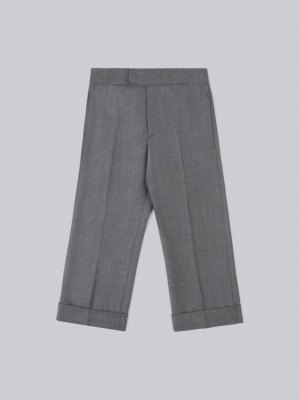 Calças Thom Browne Twill Wool Classic Menino Cinzentas | JSP71O12389