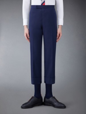 Calças Thom Browne Typewriter Cloth Classic Backstrap Masculino Azuis | EBW76B04872