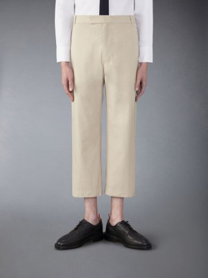 Calças Thom Browne Typewriter Straight Leg Masculino Bege | VKJ01X27310