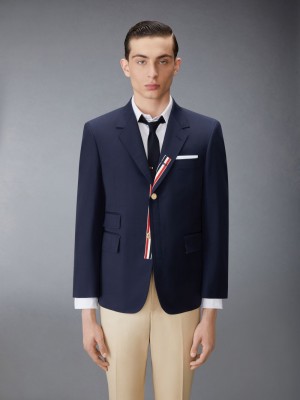 Casacos Thom Browne Typewriter Cloth Grosgrain Placket Sport Masculino Azuis | HEQ95B35558
