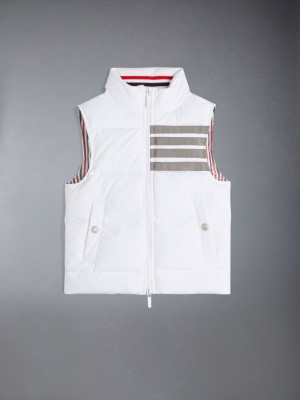 Colete Thom Browne Downfilled Ripstop 4-Bar Menino Branco | APE26C64201