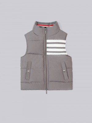 Colete Thom Browne Medium Ripstop Downfilled Sleeveless 4-Bar Menino Cinzentas | HEB36P90343