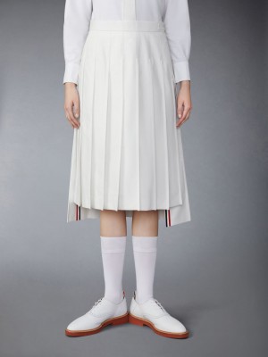 Saias Thom Browne Typewriter Self Tipping Midi Pleated Feminino Branco | UDE17R90615