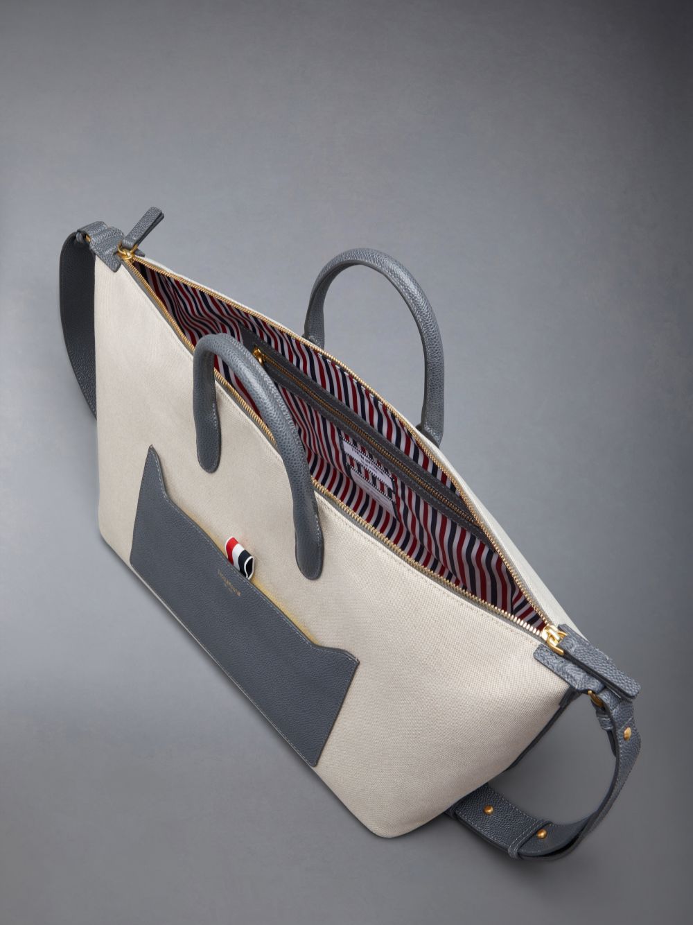 Bolsa De Viagem Thom Browne Cotton Canvas Medium Feminino Bege | MTA82L51983