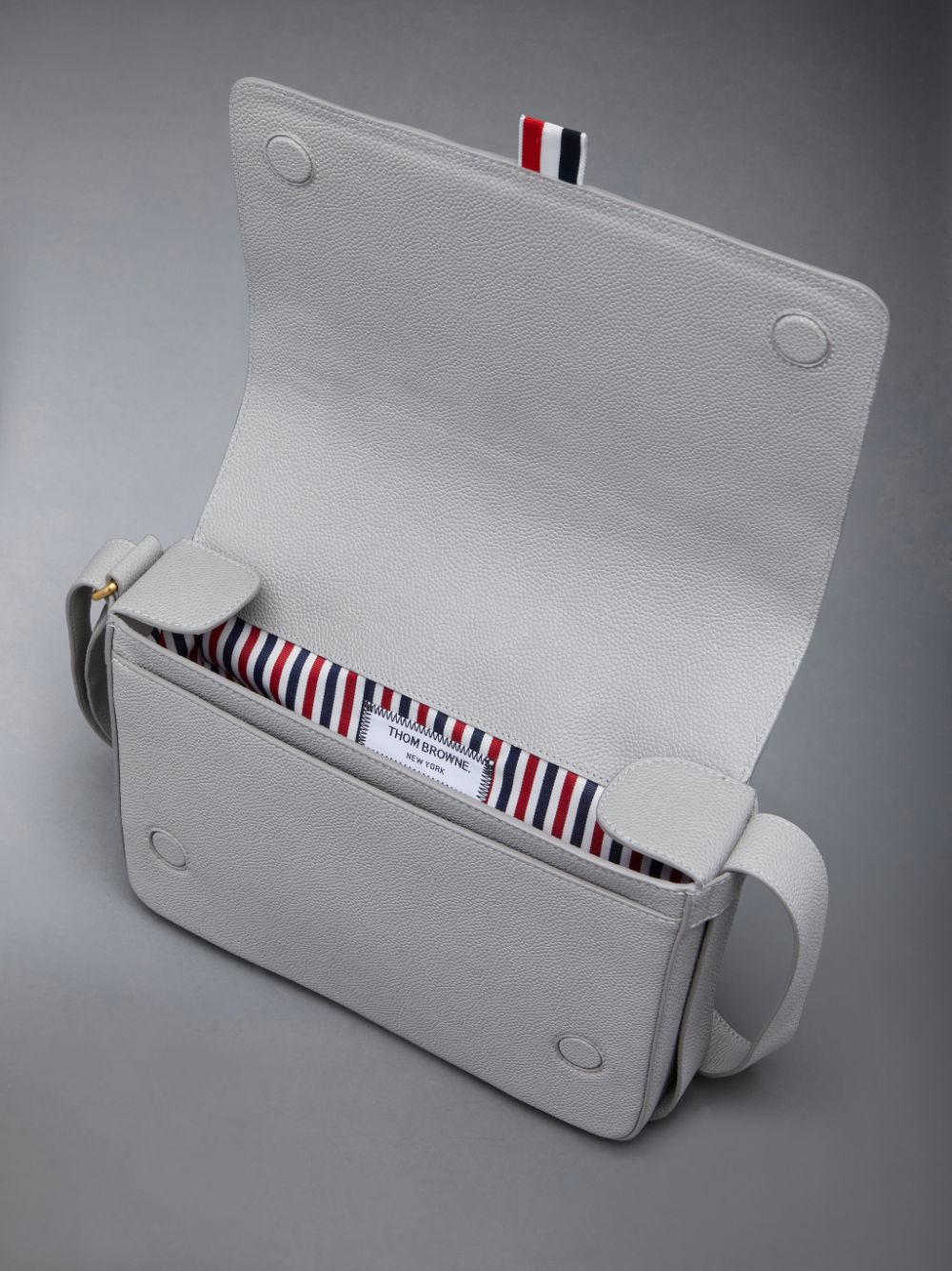 Bolsas De Ombro Thom Browne Pebble Grain 4-Bar Reporter Masculino Cinzentas | HWY15O94826