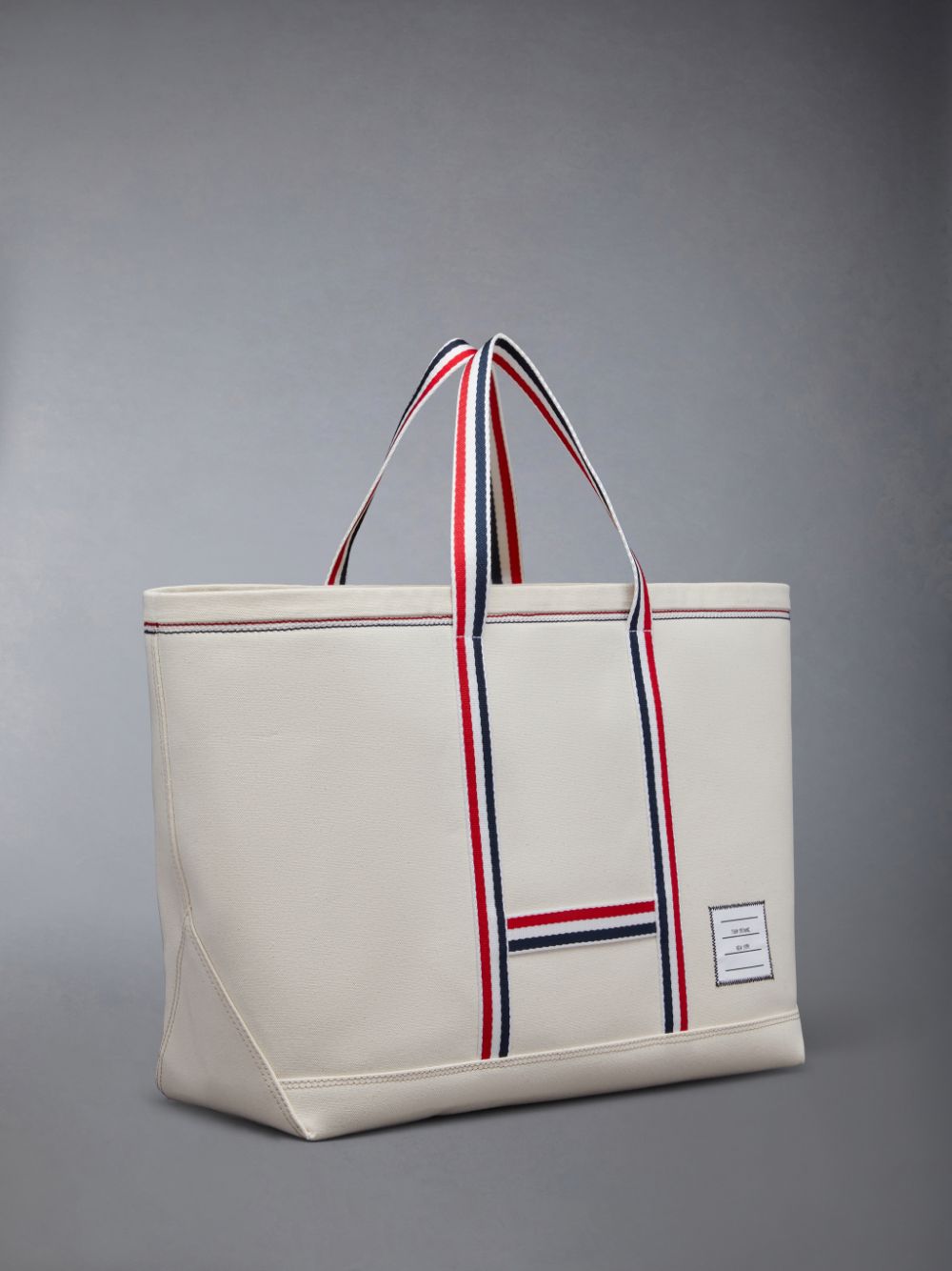 Bolsas Tote Thom Browne Canvas Stripe Medium Tool Masculino Branco | FQE74K06632