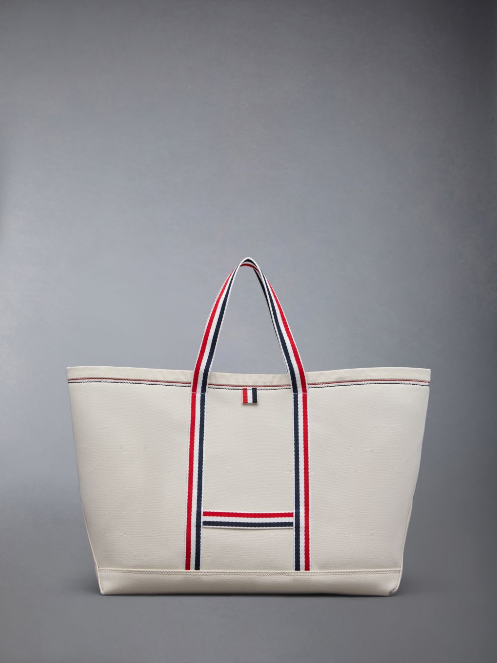 Bolsas Tote Thom Browne Canvas Stripe Medium Tool Masculino Branco | FQE74K06632