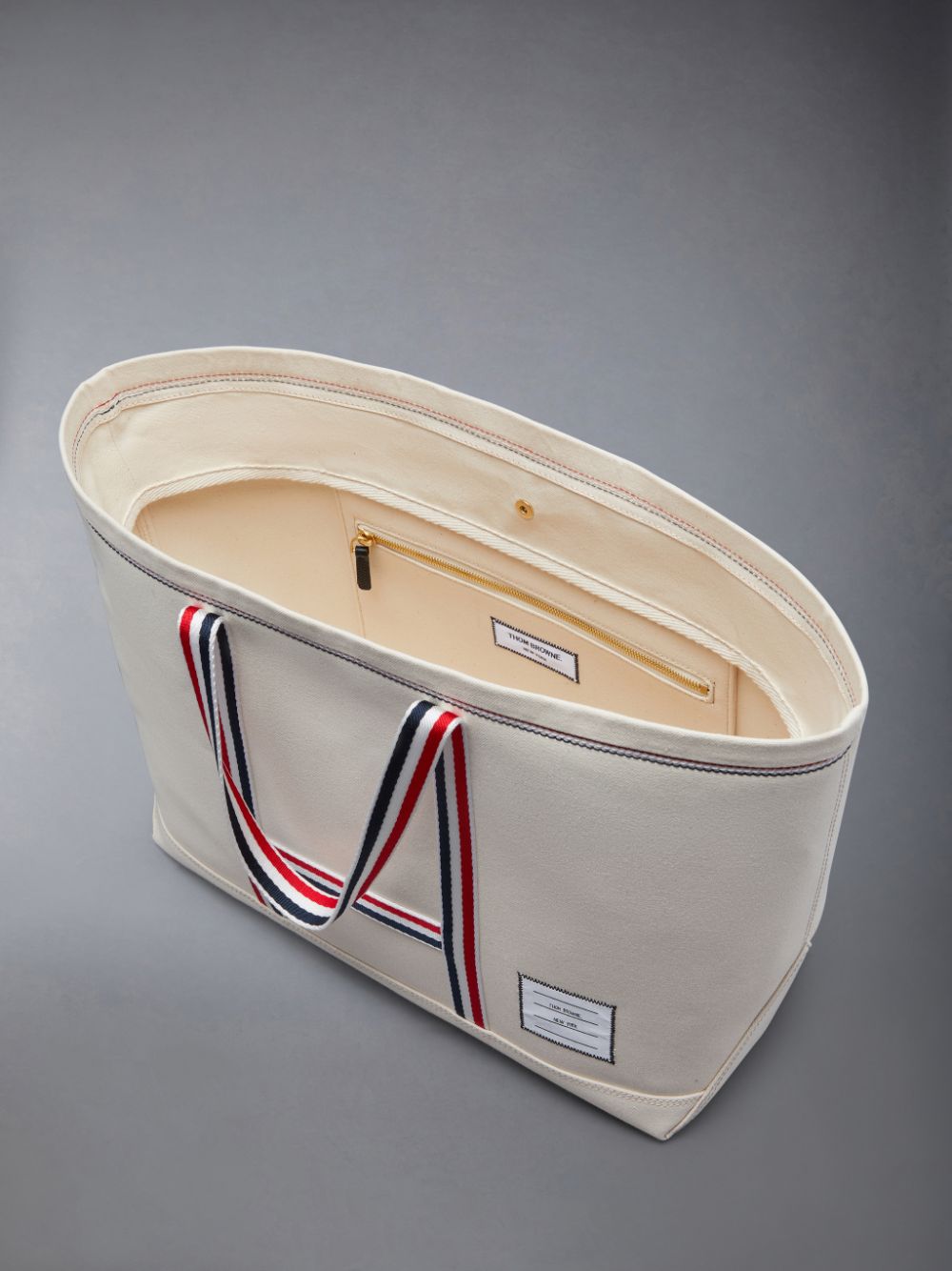 Bolsas Tote Thom Browne Canvas Stripe Medium Tool Masculino Branco | FQE74K06632
