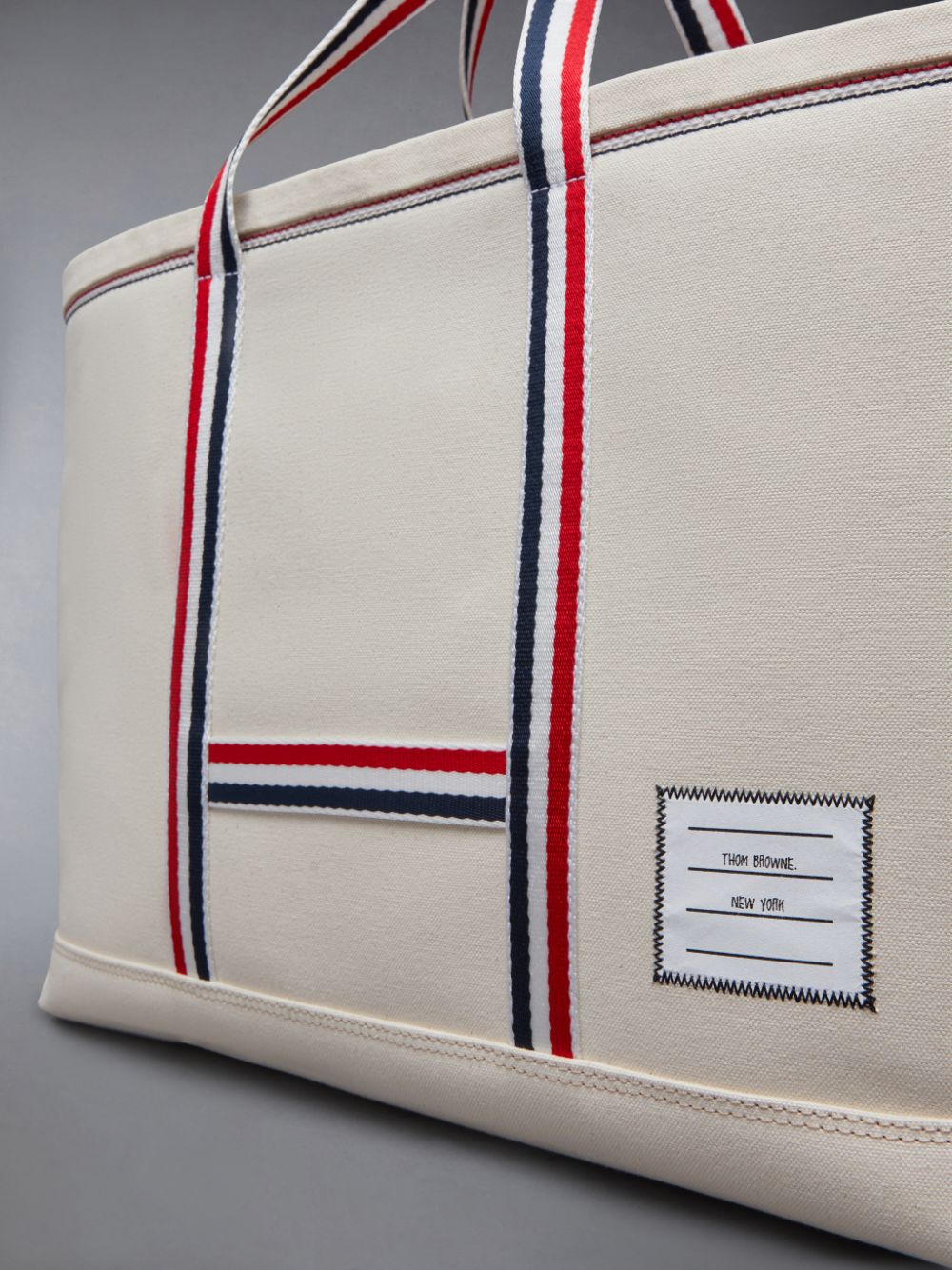Bolsas Tote Thom Browne Canvas Stripe Medium Tool Masculino Branco | FQE74K06632
