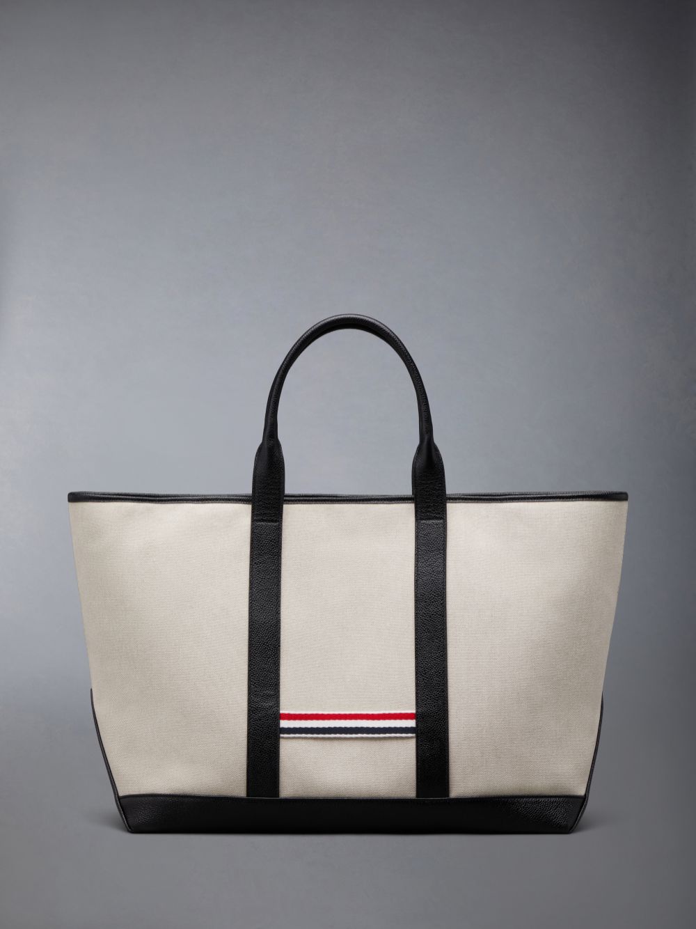 Bolsas Tote Thom Browne Cotton Canvas Leather Medium Tool Masculino Bege | NHD09Y41101