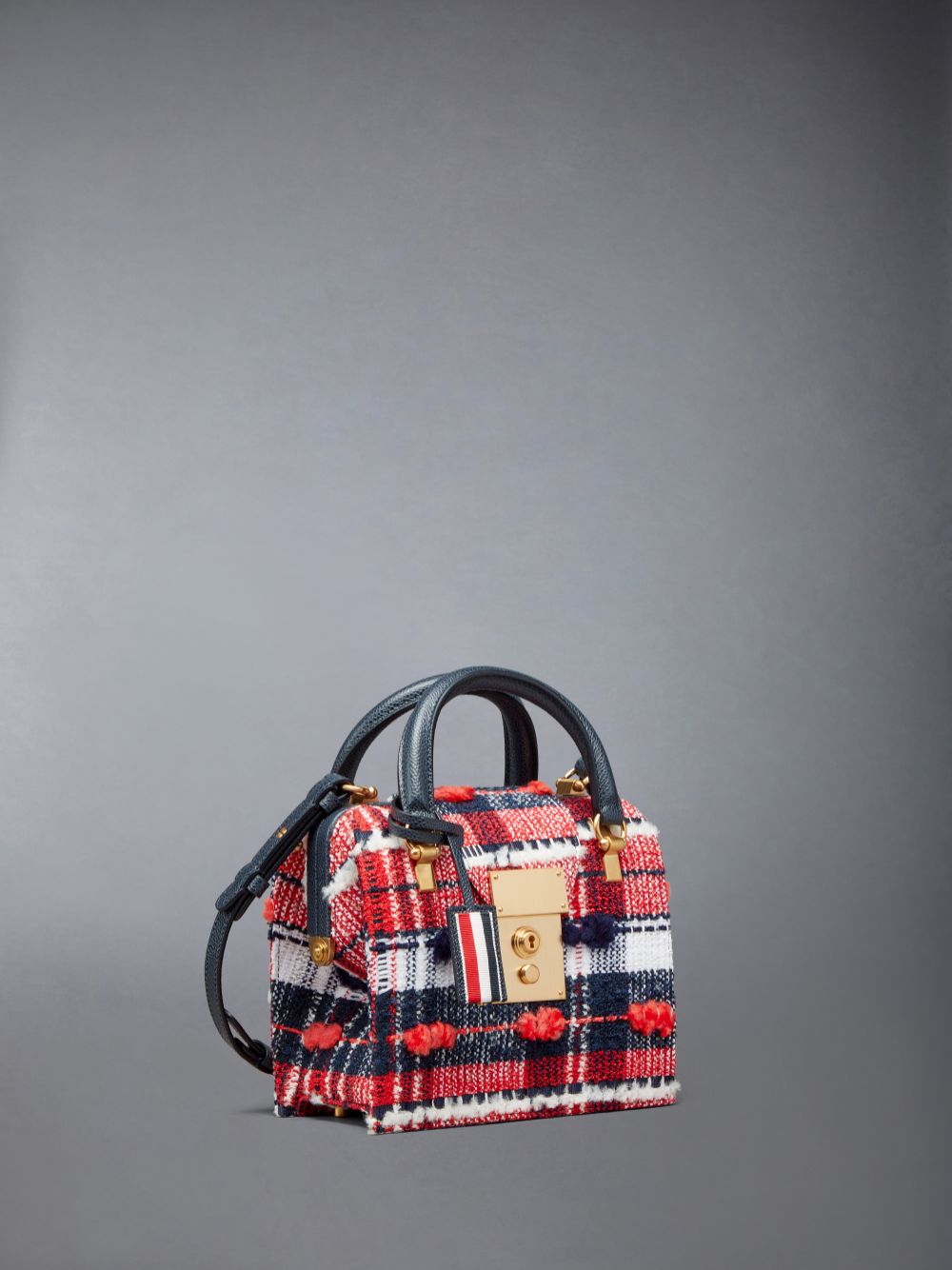 Bolsas Tote Thom Browne Madras Pouf Tweed Mrs. Mini Feminino Vermelhas | IMH67G21818