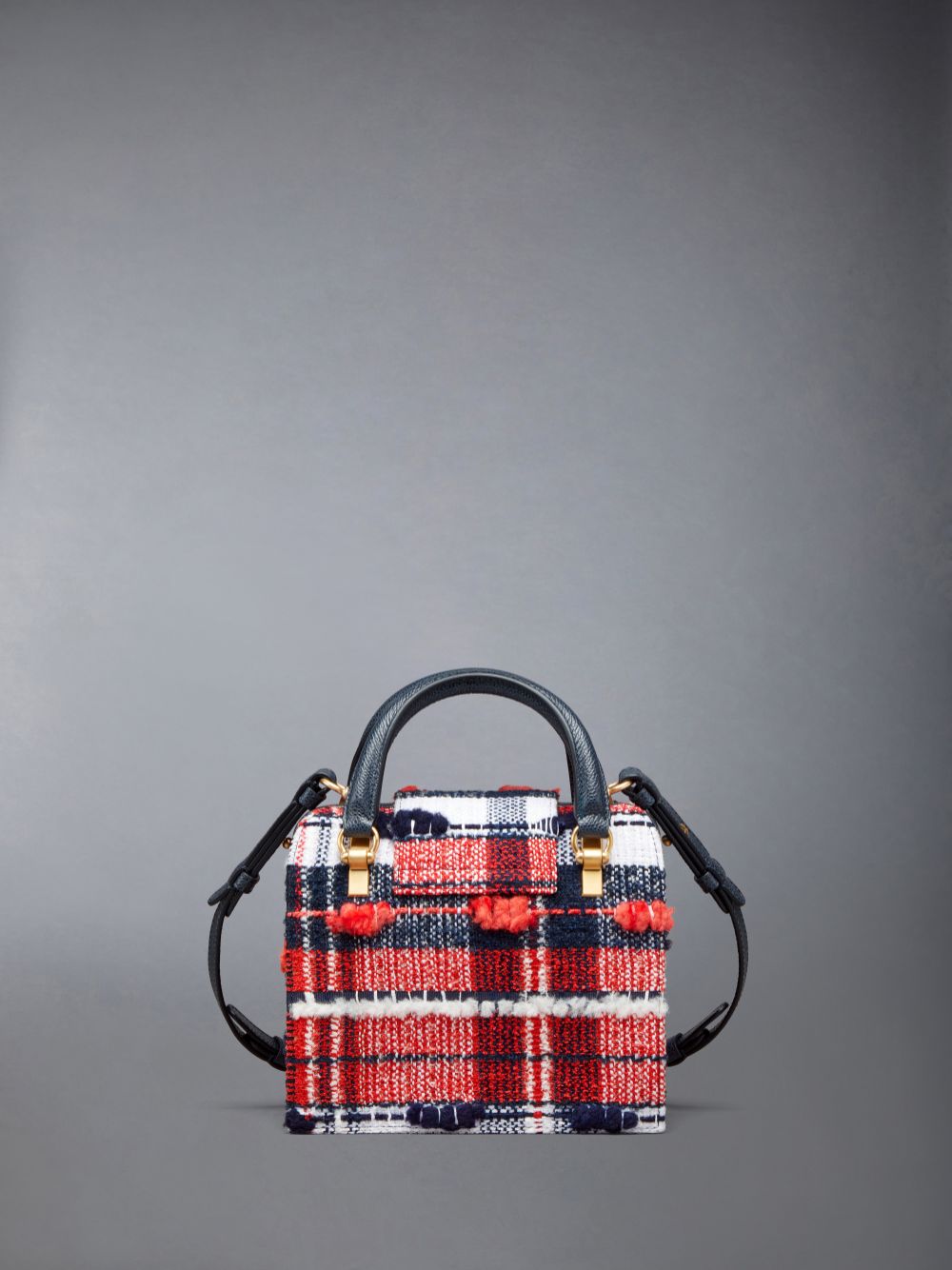 Bolsas Tote Thom Browne Madras Pouf Tweed Mrs. Mini Feminino Vermelhas | IMH67G21818