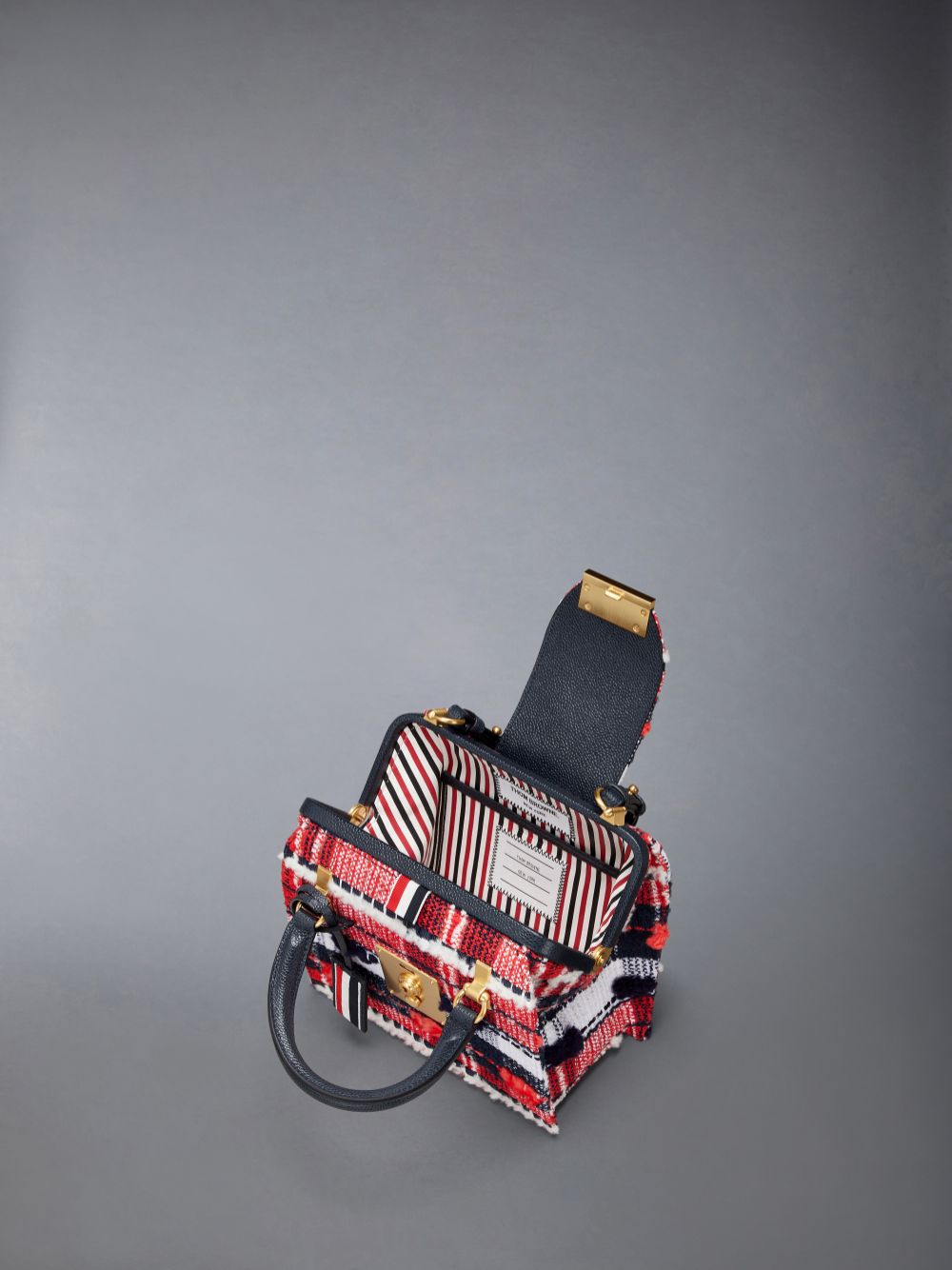 Bolsas Tote Thom Browne Madras Pouf Tweed Mrs. Mini Feminino Vermelhas | IMH67G21818
