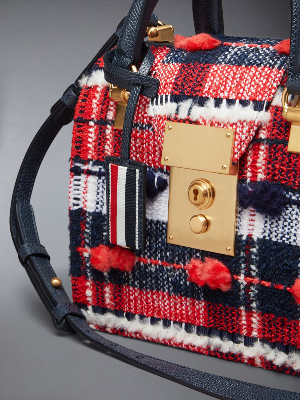 Bolsas Tote Thom Browne Madras Pouf Tweed Mrs. Mini Feminino Vermelhas | IMH67G21818
