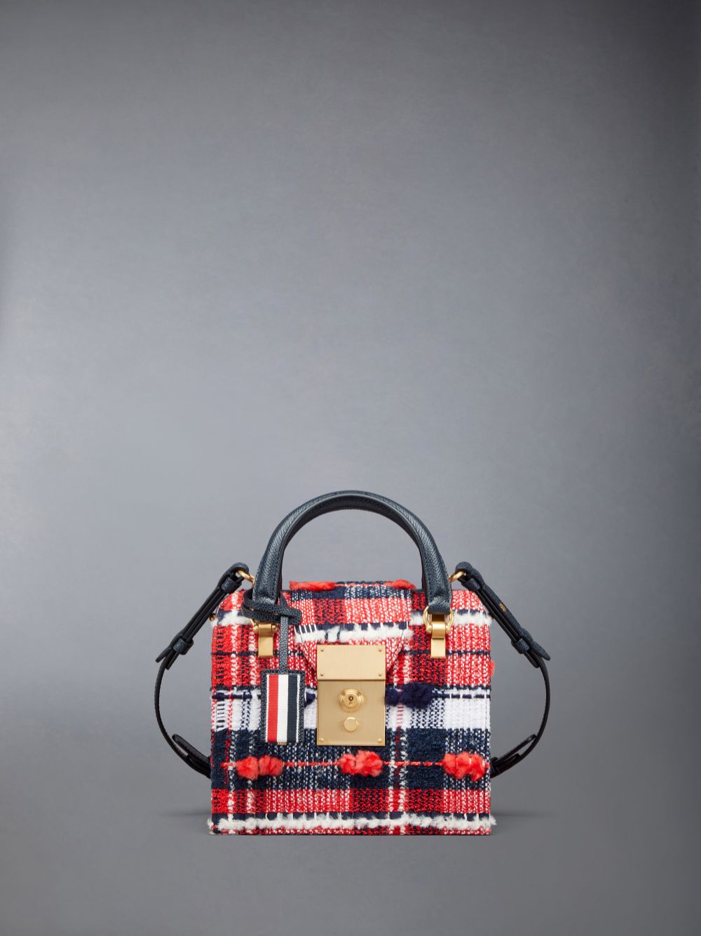 Bolsas Tote Thom Browne Madras Pouf Tweed Mrs. Mini Feminino Vermelhas | IMH67G21818