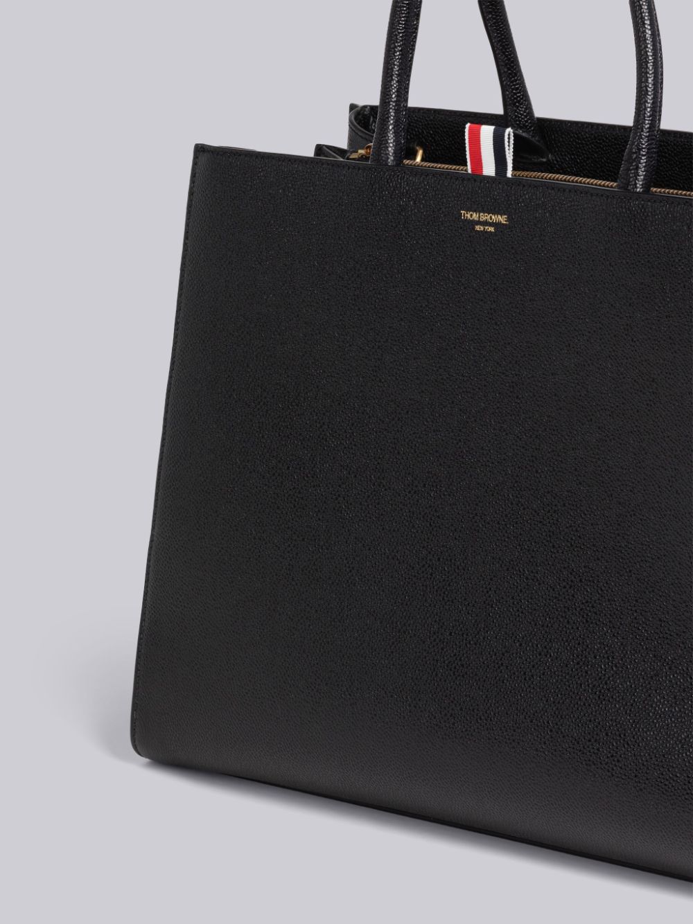 Bolsas Tote Thom Browne Pebble Grain Leather Large Trapeze Masculino Pretas | ZKO27V63346