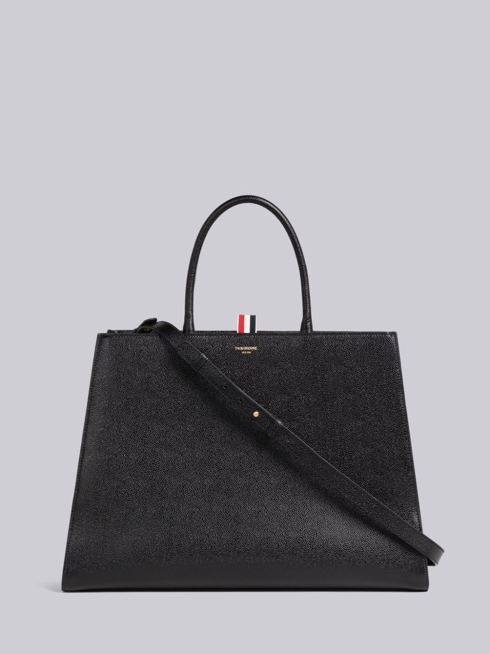 Bolsas Tote Thom Browne Pebble Grain Leather Large Trapeze Masculino Pretas | ZKO27V63346