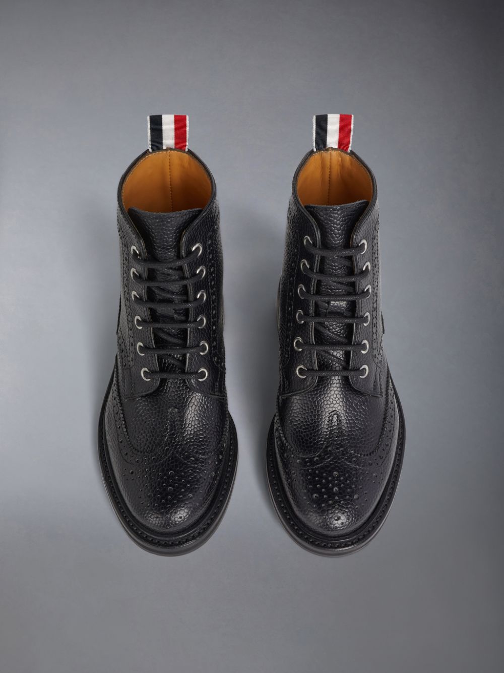 Botas Thom Browne Pebble Grain Wingtip Menino Pretas | FBD27X42463