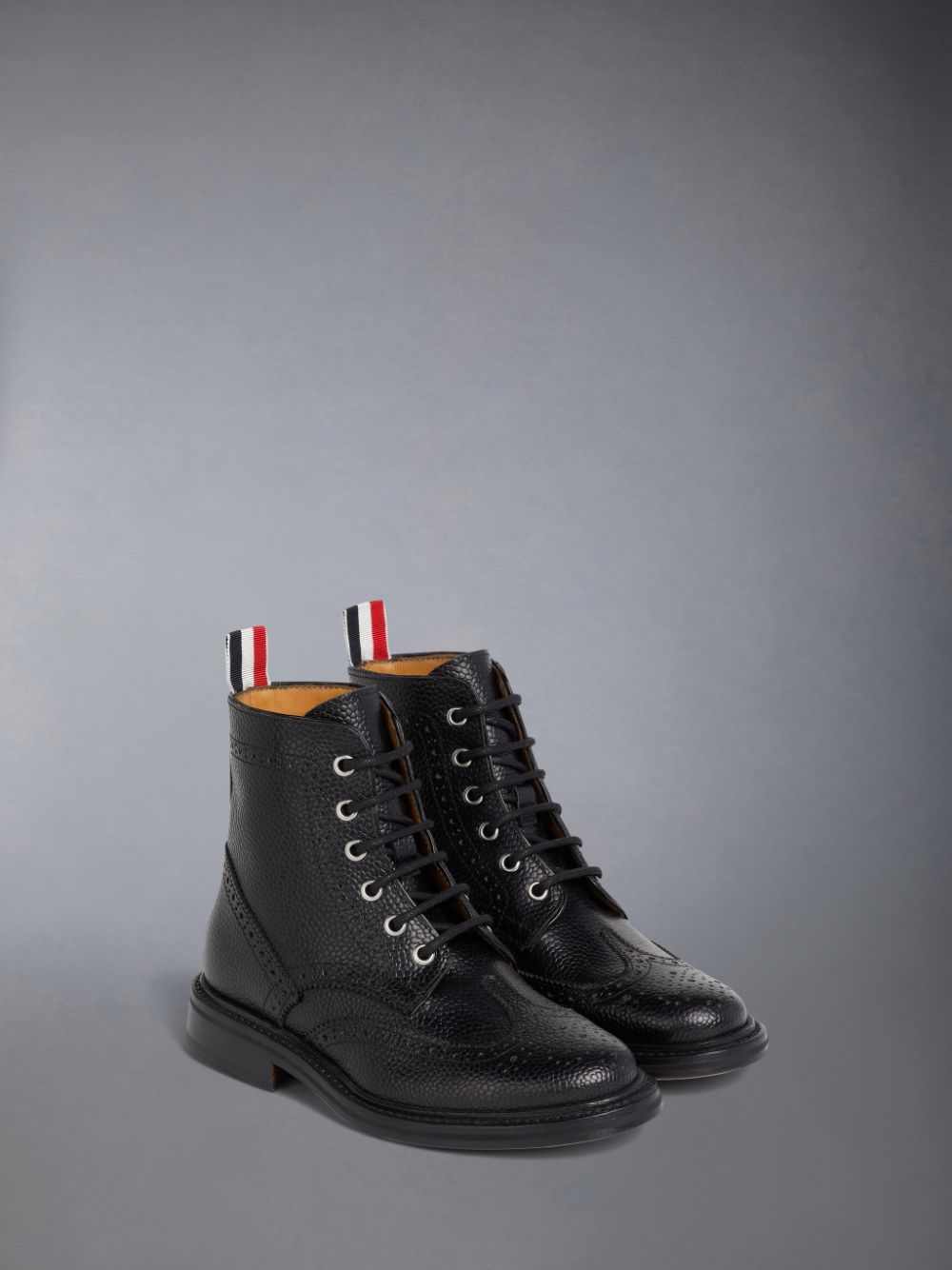 Botas Thom Browne Pebble Grain Wingtip Menino Pretas | FBD27X42463