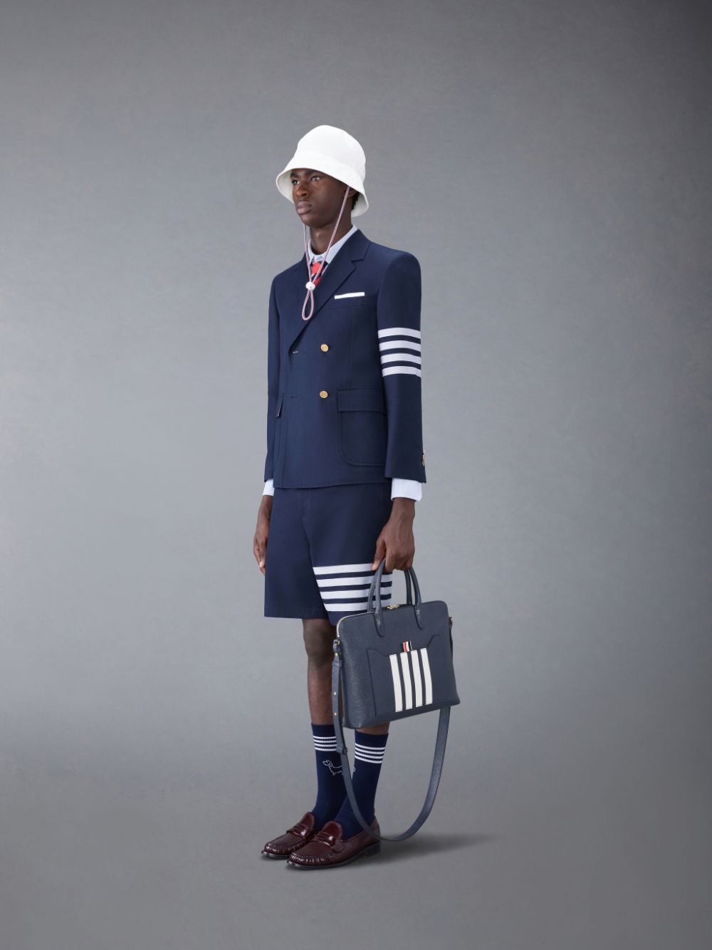 Business Bags Thom Browne Pebble Grain 4-Bar Feminino Azuis | EOZ16X50766