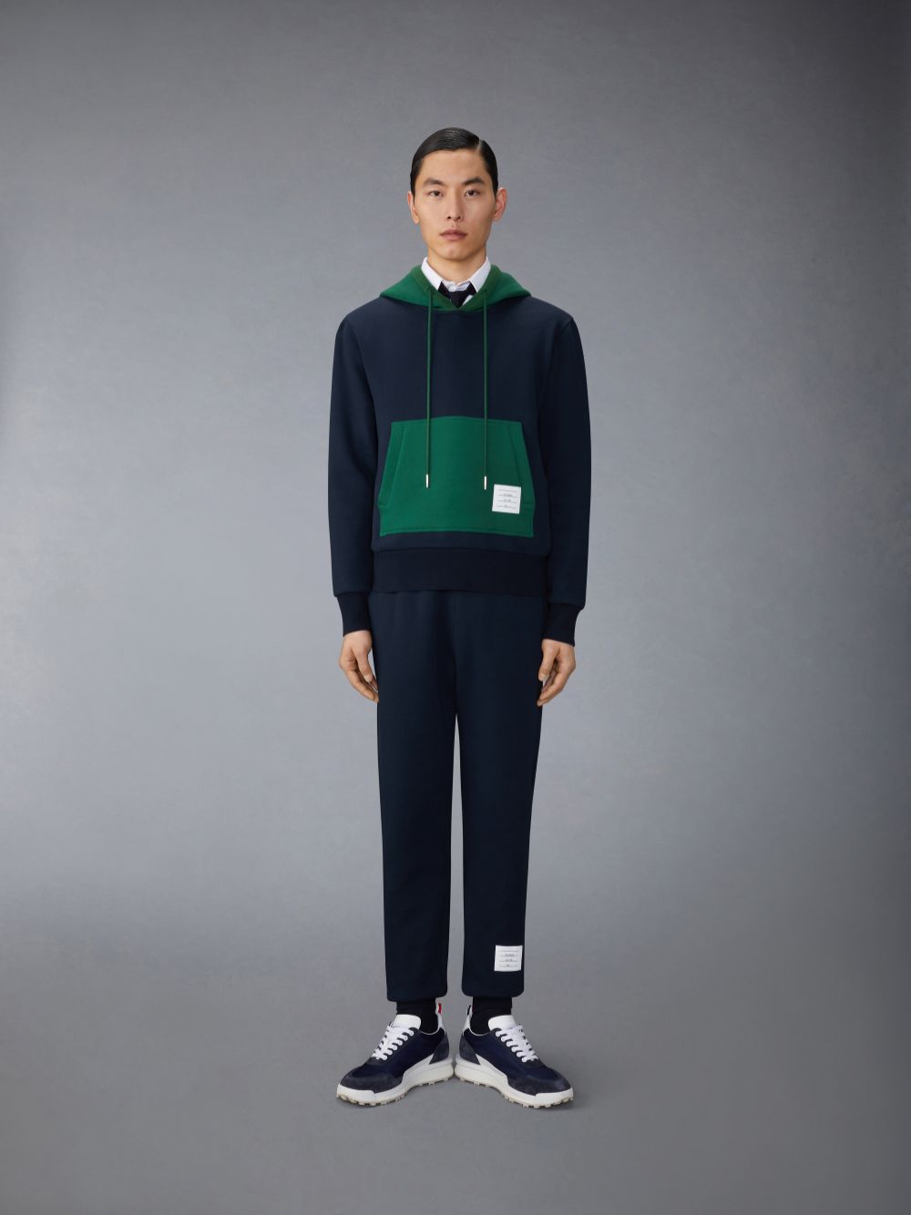 Calça Moletom Thom Browne Brushed Color Blocked Masculino Azuis | KZY95I40173