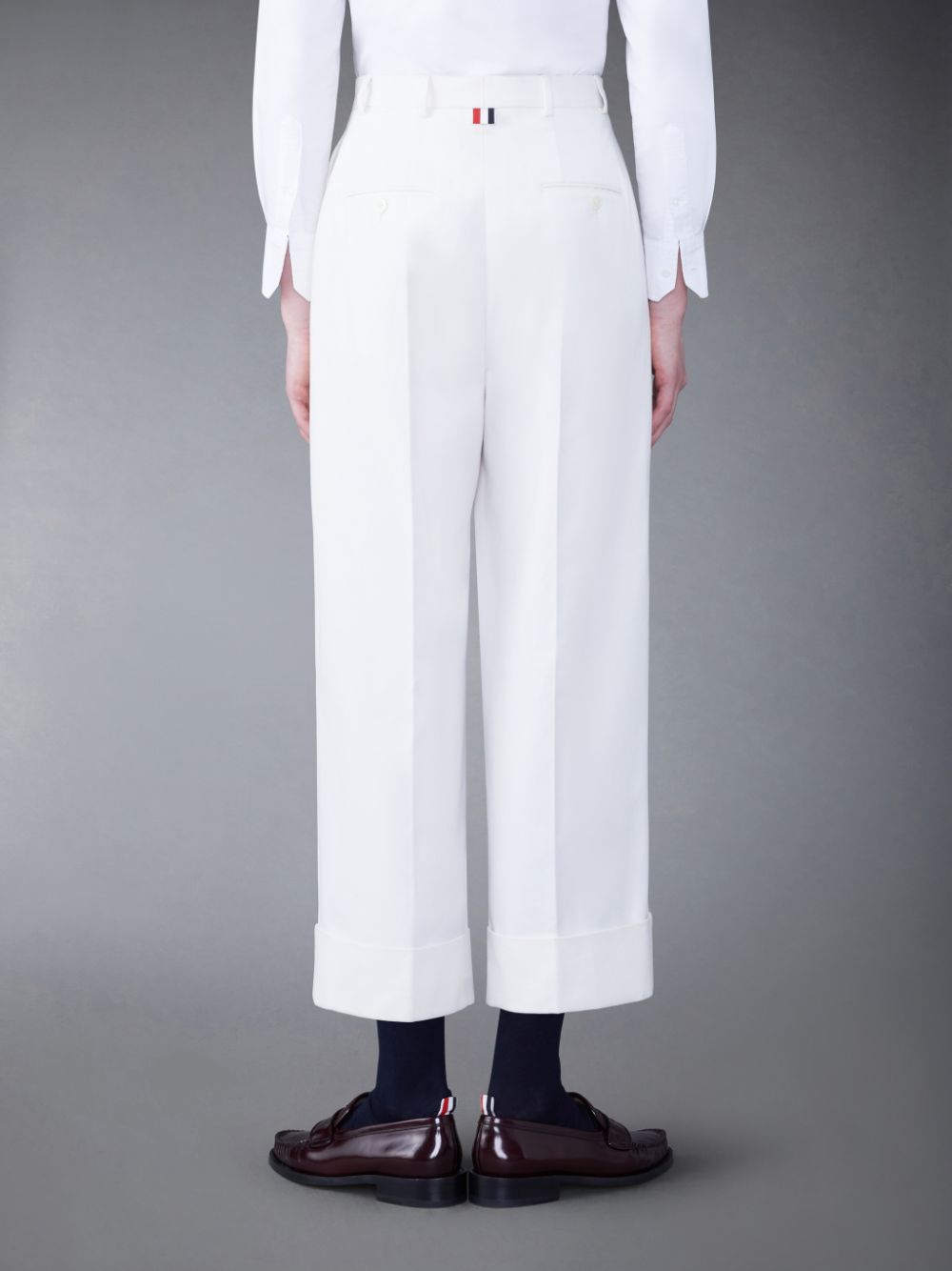 Calças Thom Browne Cotton Canvas High Waisted Feminino Branco | XTP45R09314