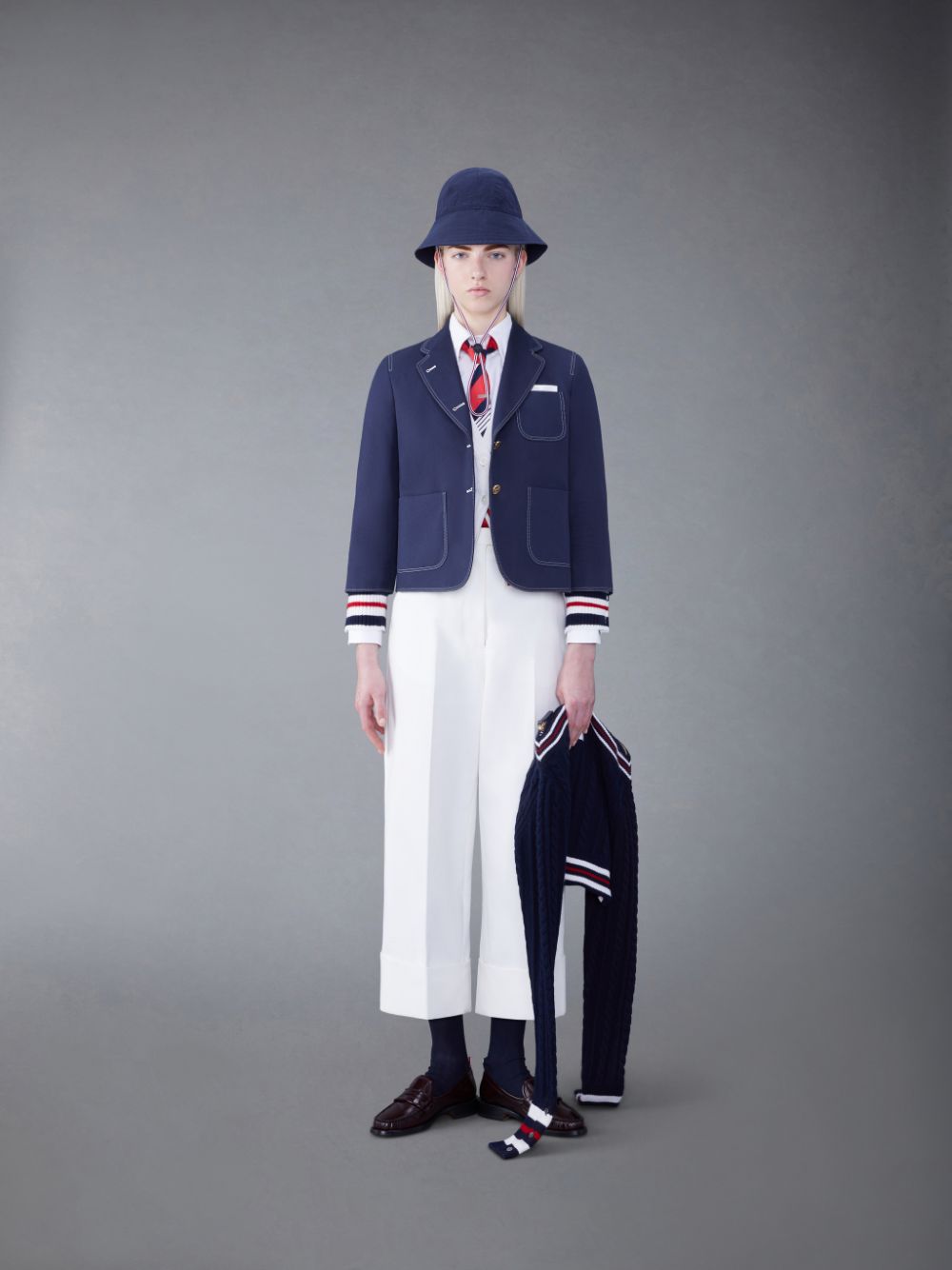 Calças Thom Browne Cotton Canvas High Waisted Feminino Branco | XTP45R09314