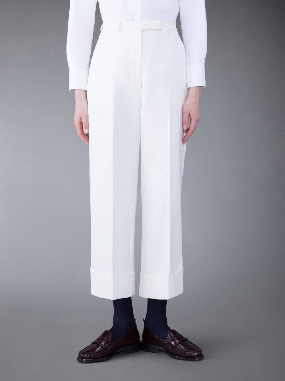 Calças Thom Browne Cotton Canvas High Waisted Feminino Branco | XTP45R09314