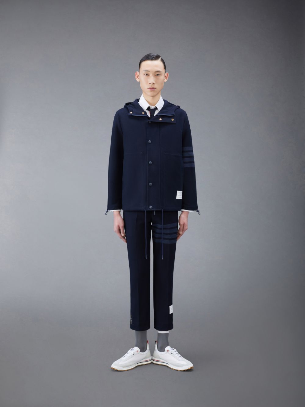 Calças Thom Browne Double Face Tech Twill Slim Masculino Azuis | CNT23B05293