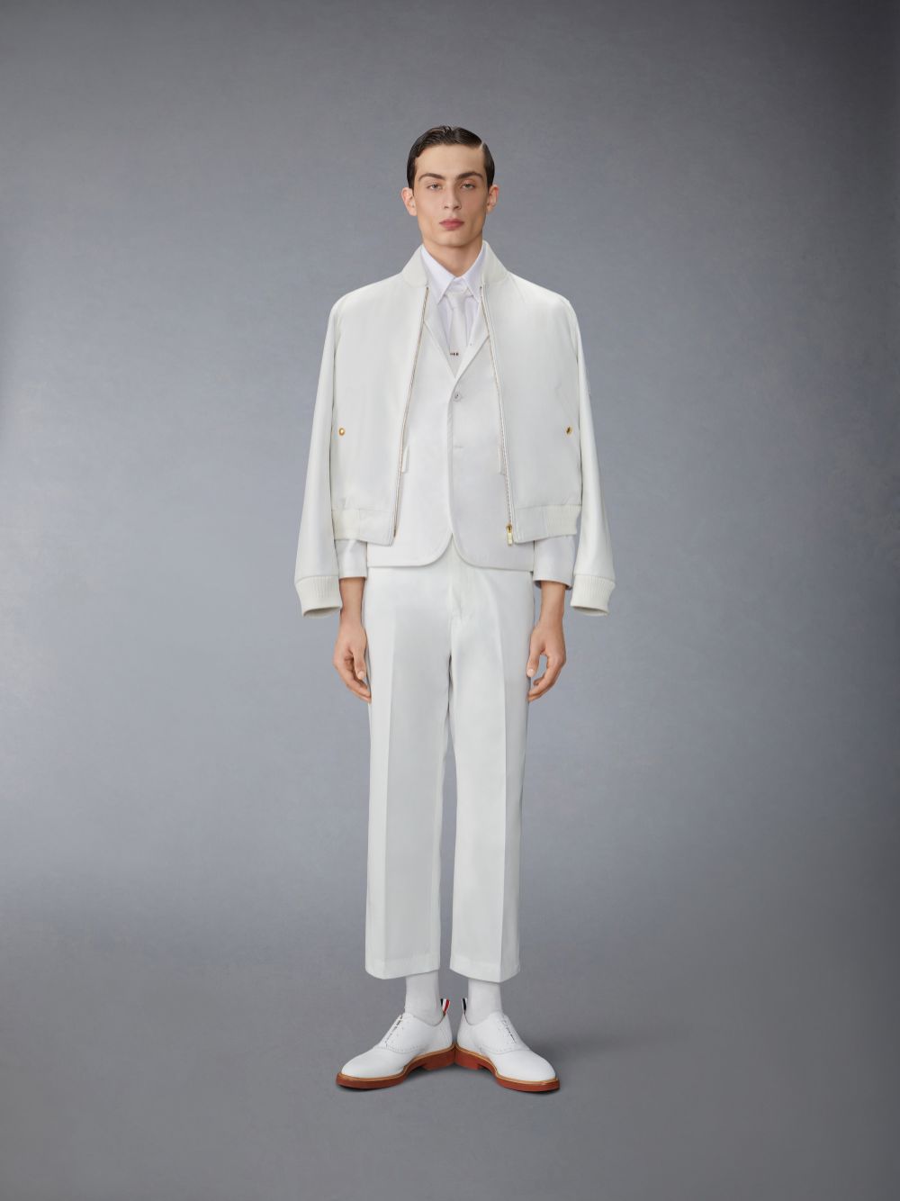 Calças Thom Browne Typewriter Unconstructed Straight Leg Masculino Branco | YFK32Y99533