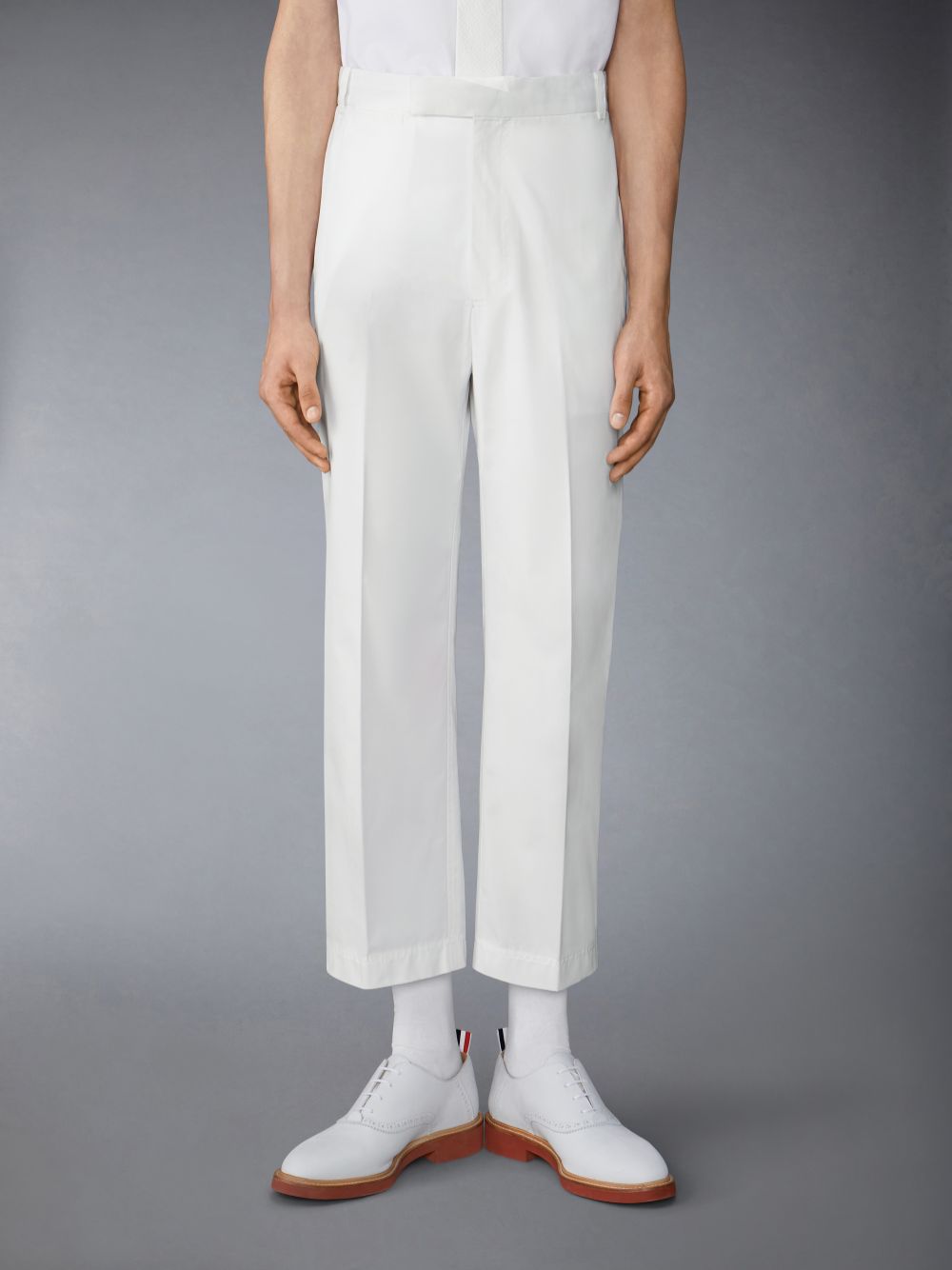 Calças Thom Browne Typewriter Unconstructed Straight Leg Masculino Branco | YFK32Y99533