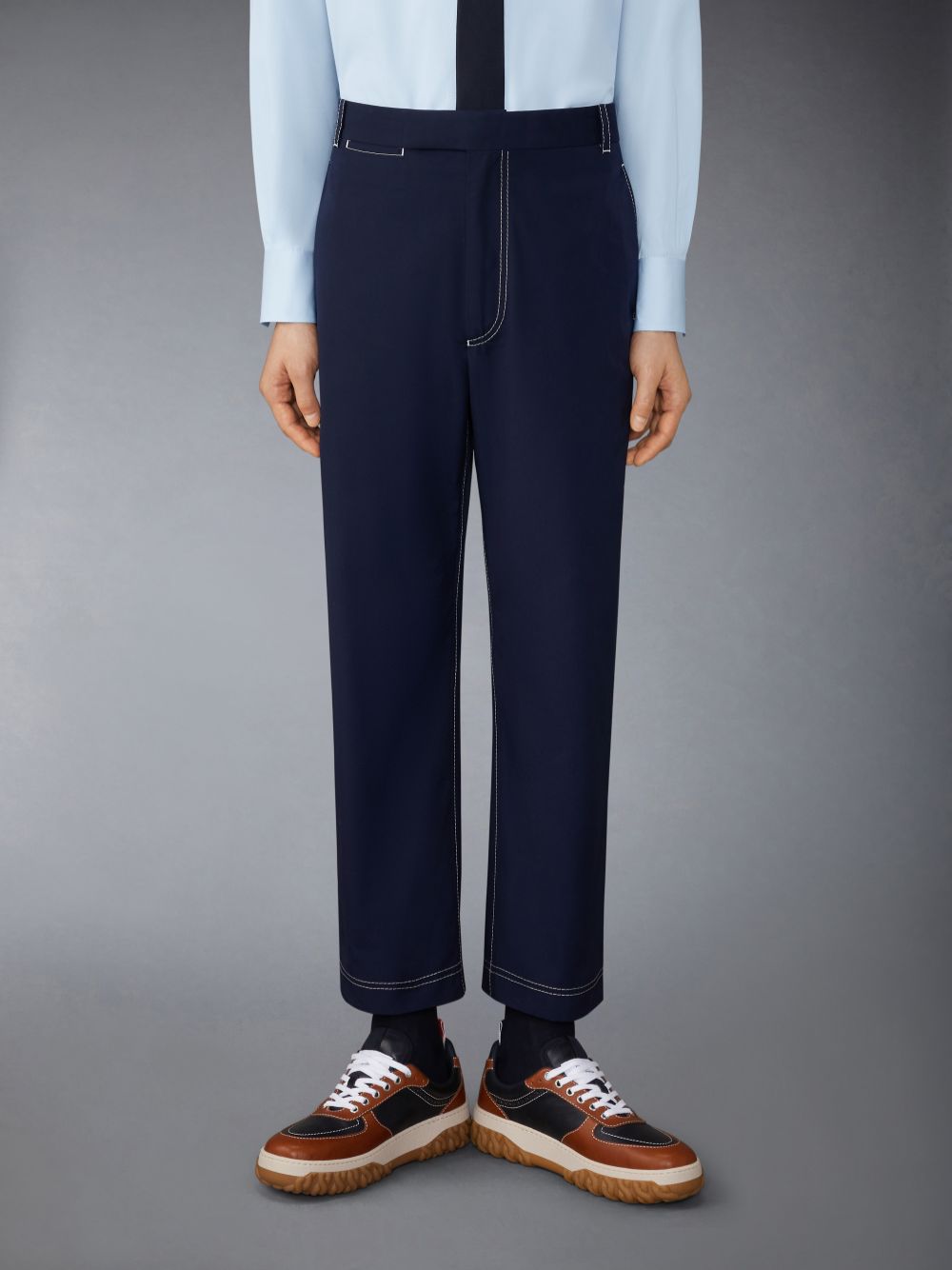 Calças Thom Browne Typewriter Unconstructed Straight Leg Masculino Azuis | DDI03H39474