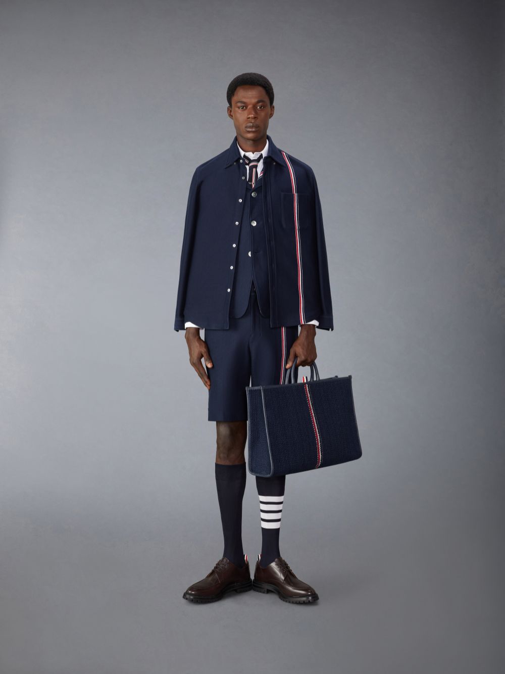Calção Thom Browne Cotton Bermuda Masculino Azuis | BQI01B75353