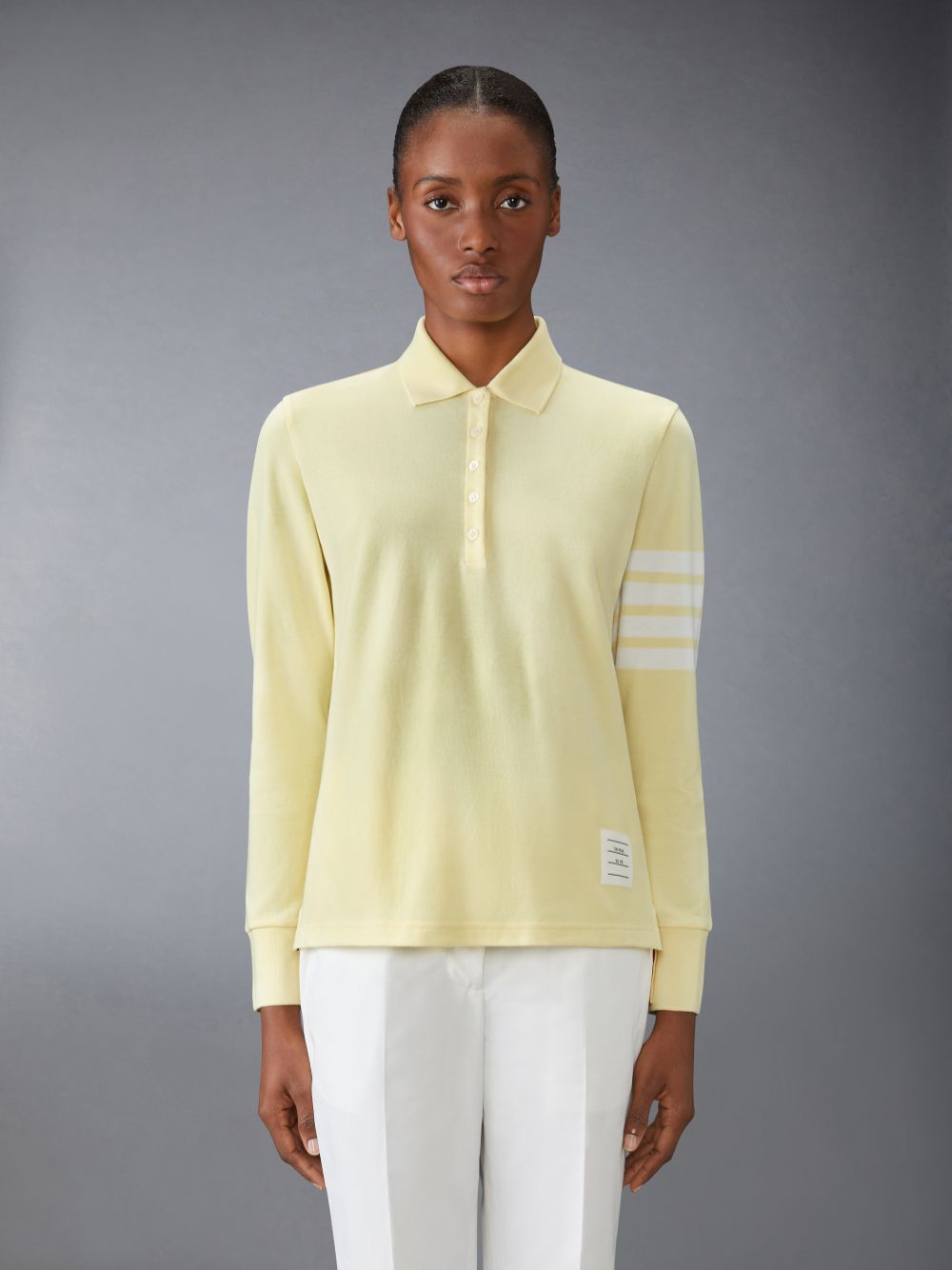 Camisa Polo Thom Browne 4-Bar long-sleeved Feminino Amarelas | SHR19B78092