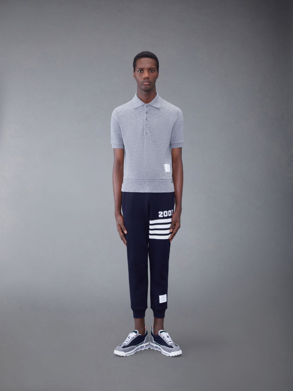 Camisa Polo Thom Browne CASHMERE PIQUE 2003 RIB CUFF Masculino Cinzentas | XQK16Q14706