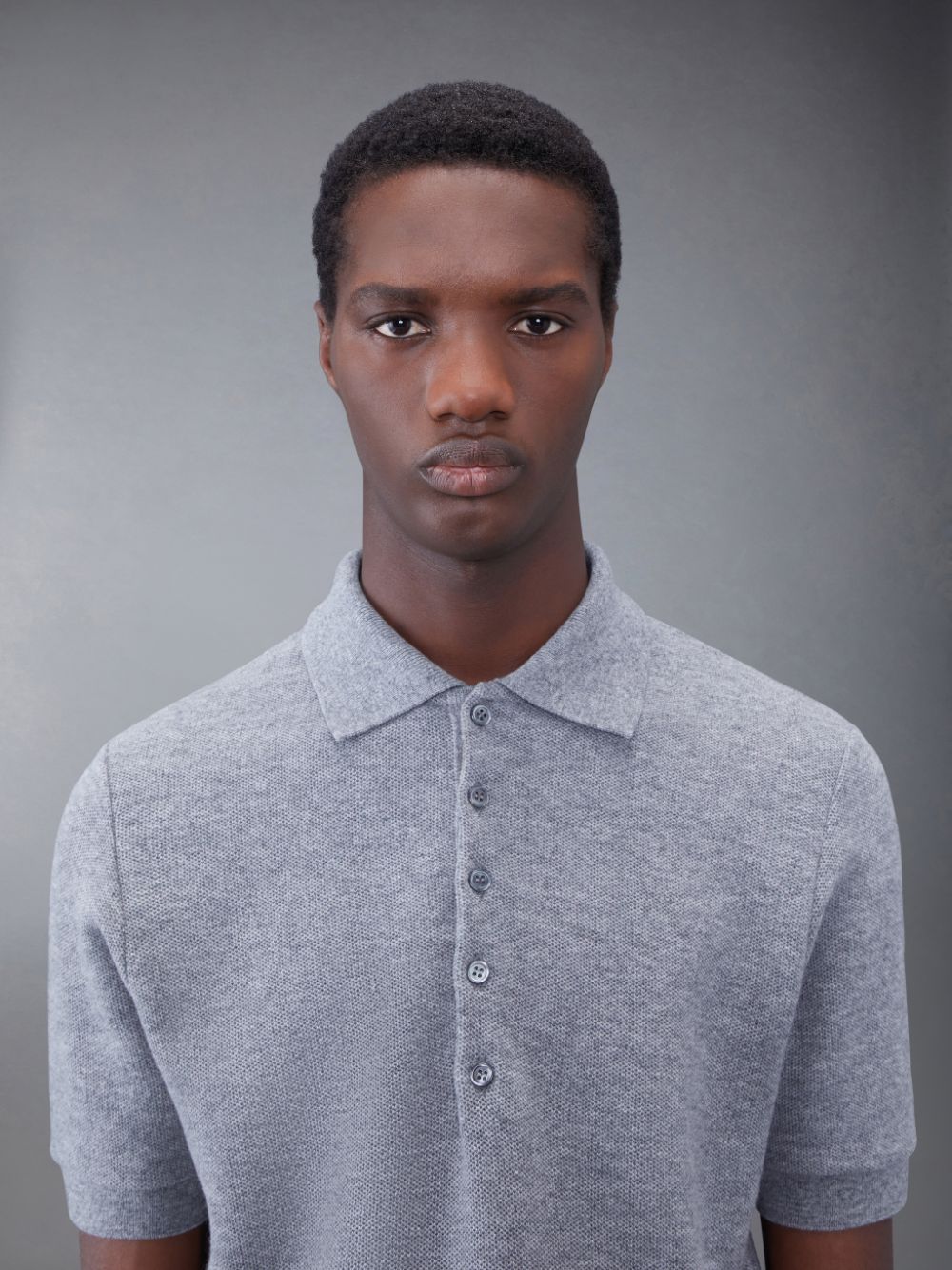 Camisa Polo Thom Browne CASHMERE PIQUE 2003 RIB CUFF Masculino Cinzentas | XQK16Q14706