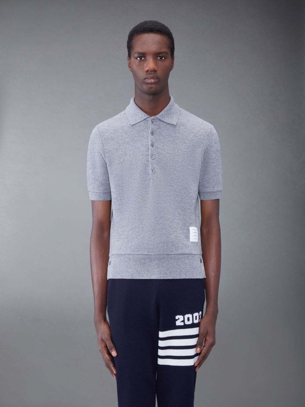 Camisa Polo Thom Browne CASHMERE PIQUE 2003 RIB CUFF Masculino Cinzentas | XQK16Q14706