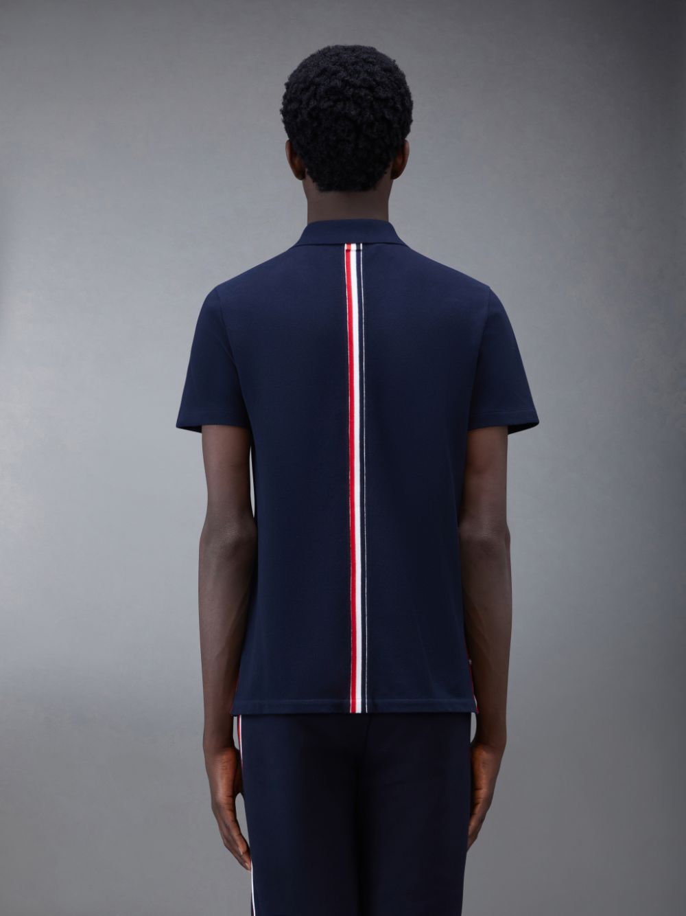 Camisa Polo Thom Browne Classic Pique Stripe Relaxed Masculino Azuis | STN39R99041