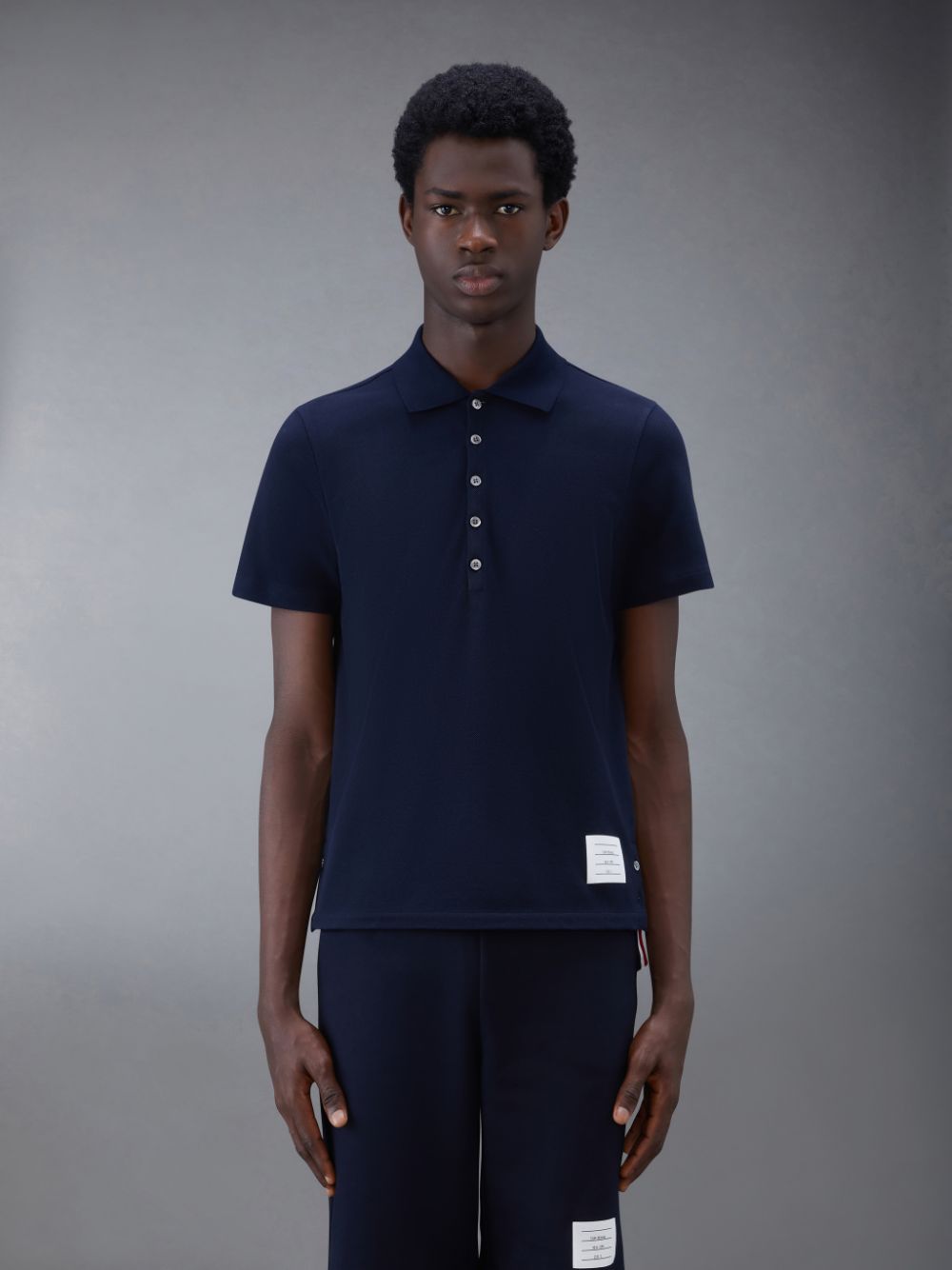Camisa Polo Thom Browne Classic Pique Stripe Relaxed Masculino Azuis | STN39R99041