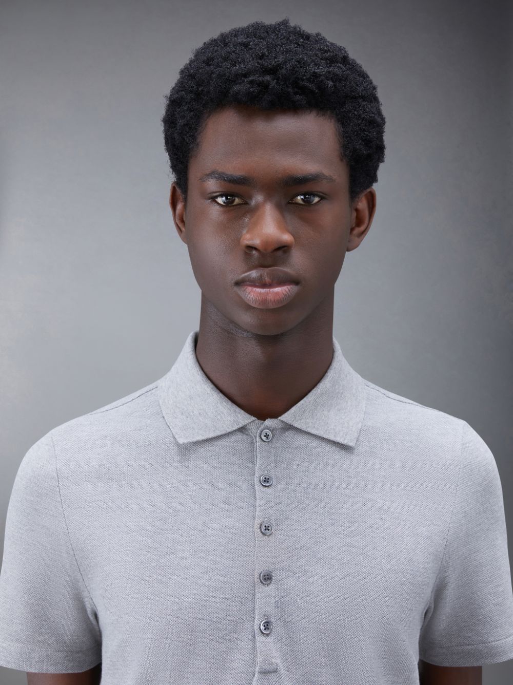 Camisa Polo Thom Browne Classic Pique Stripe Relaxed Masculino Cinzentas | RME12A65570