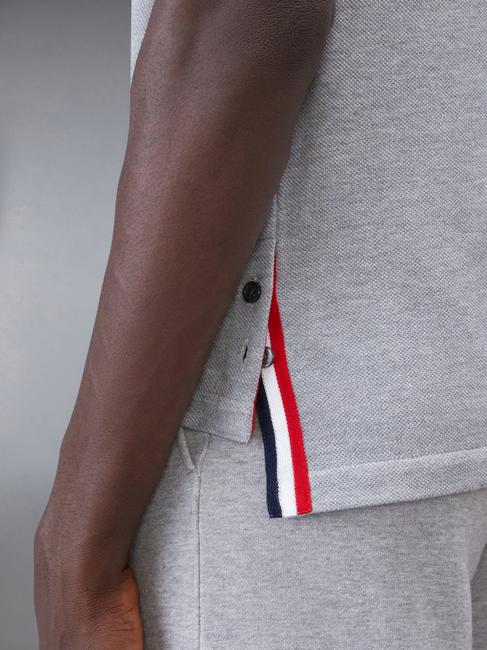 Camisa Polo Thom Browne Classic Pique Stripe Relaxed Masculino Cinzentas | RME12A65570