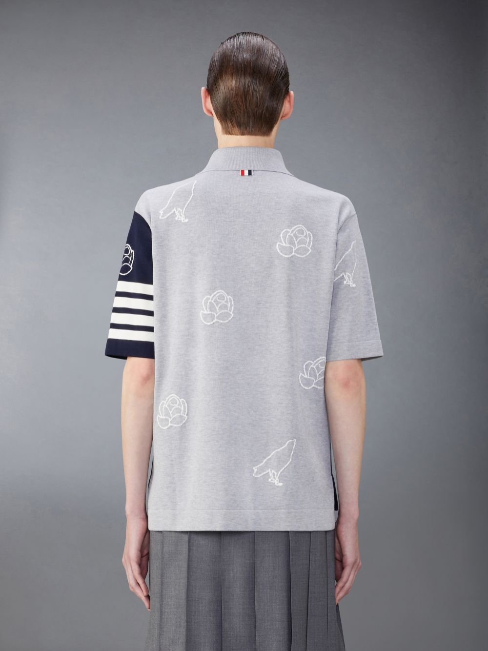Camisa Polo Thom Browne Funmix Cotton 4-Bar Rose and Raven Masculino Azuis | FXN05X23369