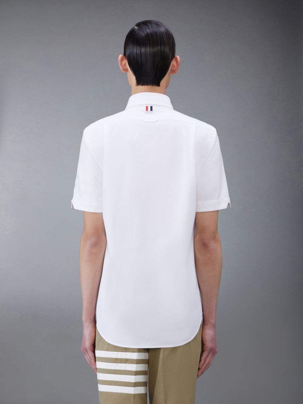Camisas Thom Browne Oxford 4-Bar Short Sleeve Masculino Branco | HEI20A74190