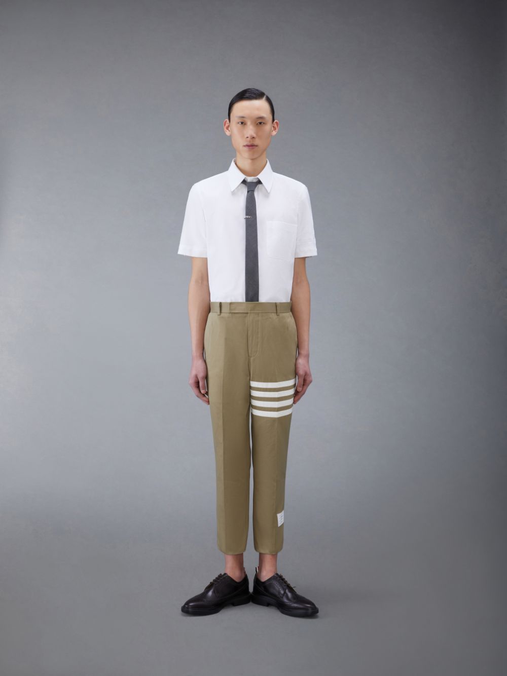 Camisas Thom Browne Oxford 4-Bar Short Sleeve Masculino Branco | HEI20A74190