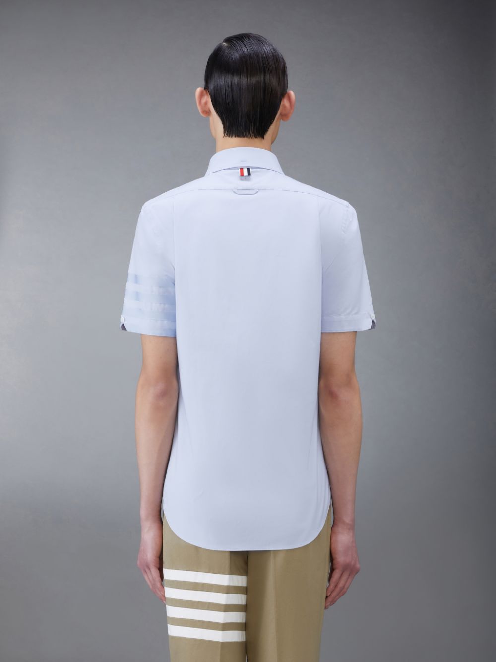 Camisas Thom Browne Oxford 4-Bar Short Sleeve Masculino Azuis | UUI18D22898