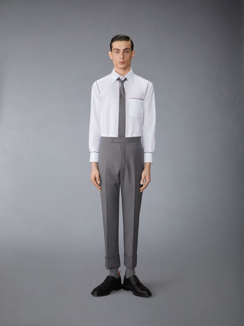 Camisas Thom Browne Oxford Grosgrain Framing Masculino Branco | TQB65B88106