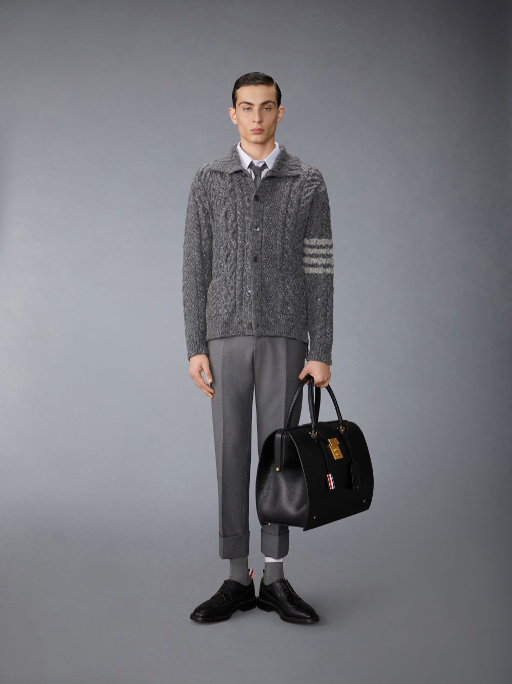 Camisas Thom Browne Oxford Grosgrain Framing Masculino Branco | TQB65B88106
