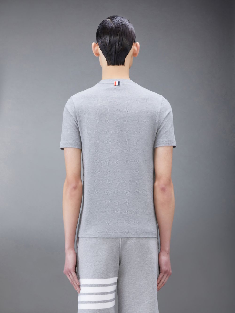 Camiseta Thom Browne CLASSIC PIQUE 4-BAR Masculino Cinzentas | RWD63V95477