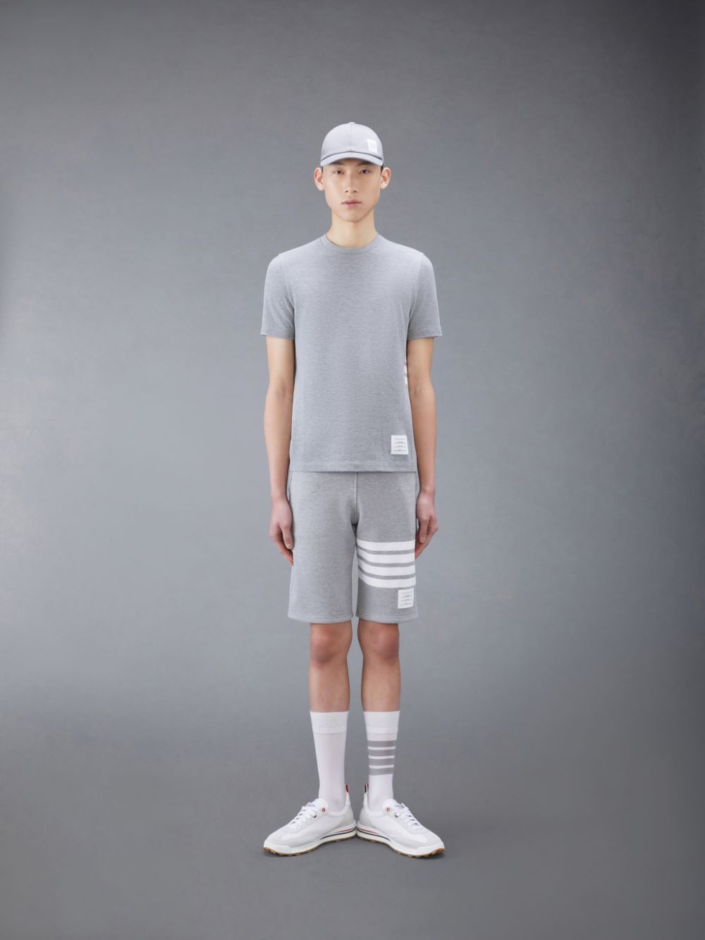 Camiseta Thom Browne CLASSIC PIQUE 4-BAR Masculino Cinzentas | RWD63V95477