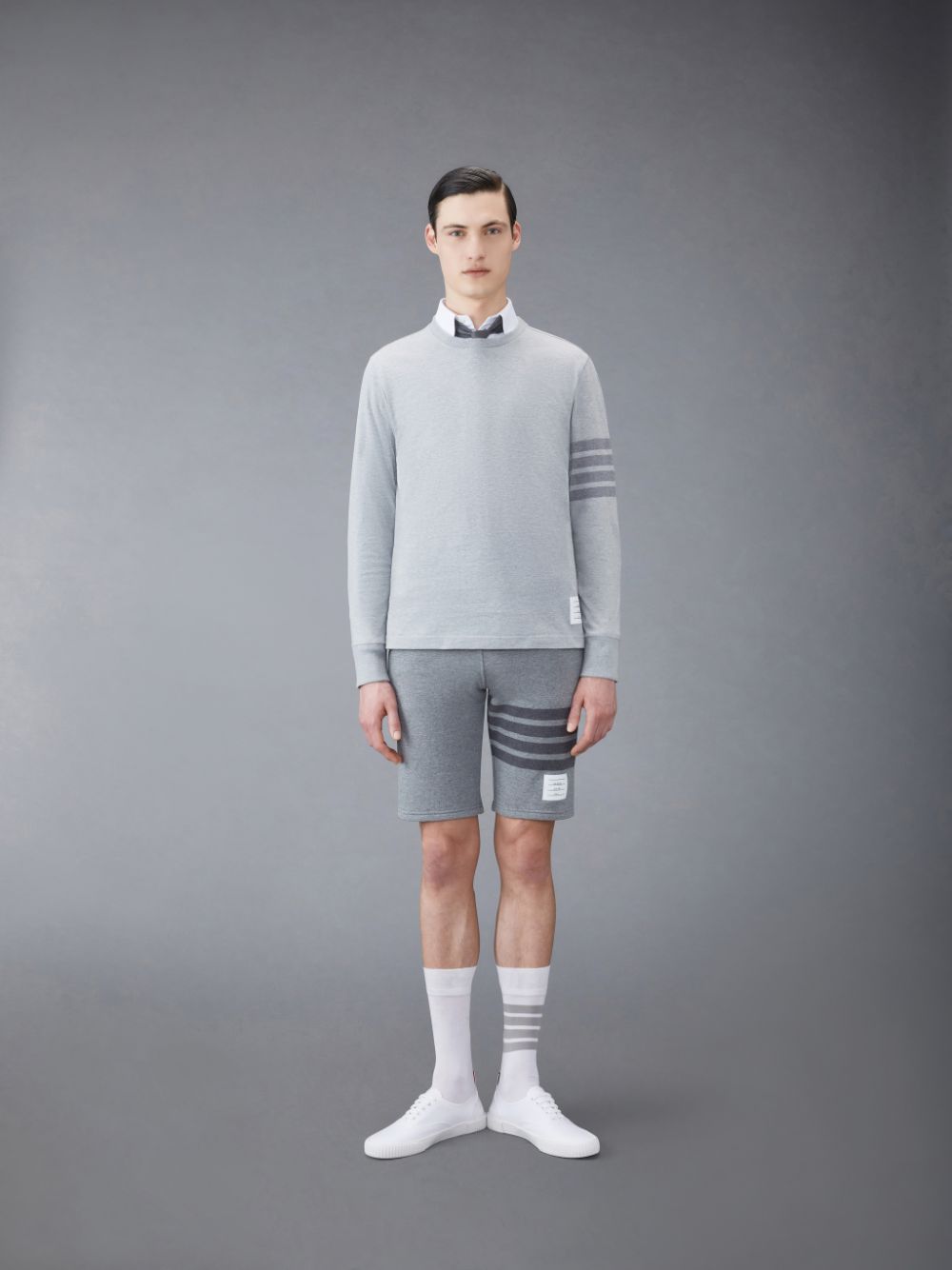 Camiseta Thom Browne Jersey 4-Bar Long Sleeve Rugby Masculino Cinzentas | NQP68K79166
